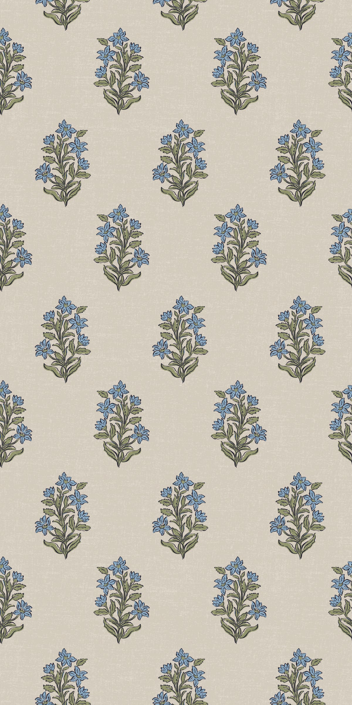 Image of Heritage Floral in Blue/Green Wallpaper