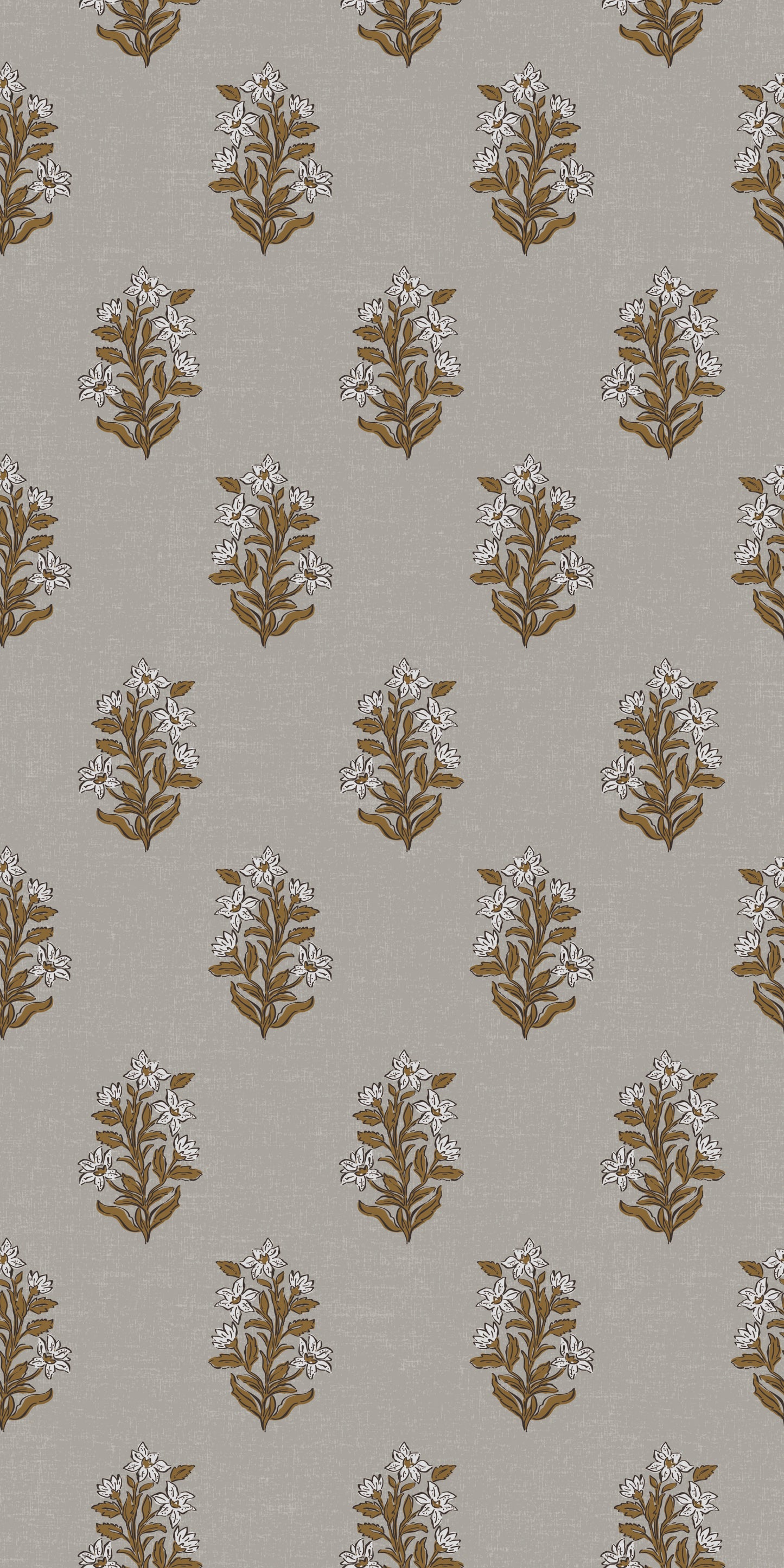 Image of Heritage Floral in Grey/Marigold Wallpaper