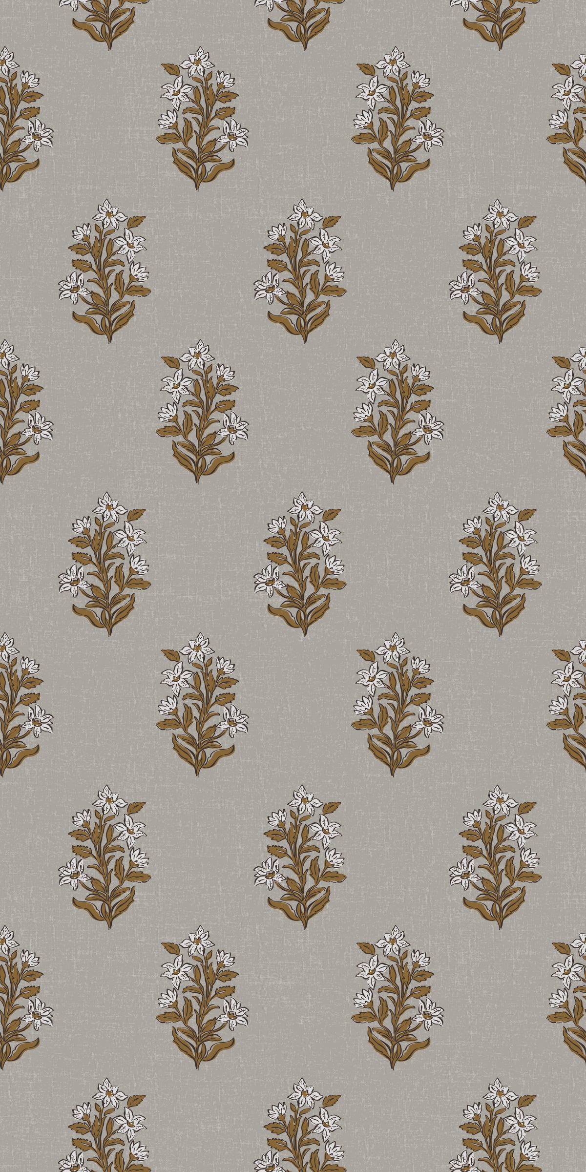 Image of Heritage Floral in Grey/Marigold Wallpaper
