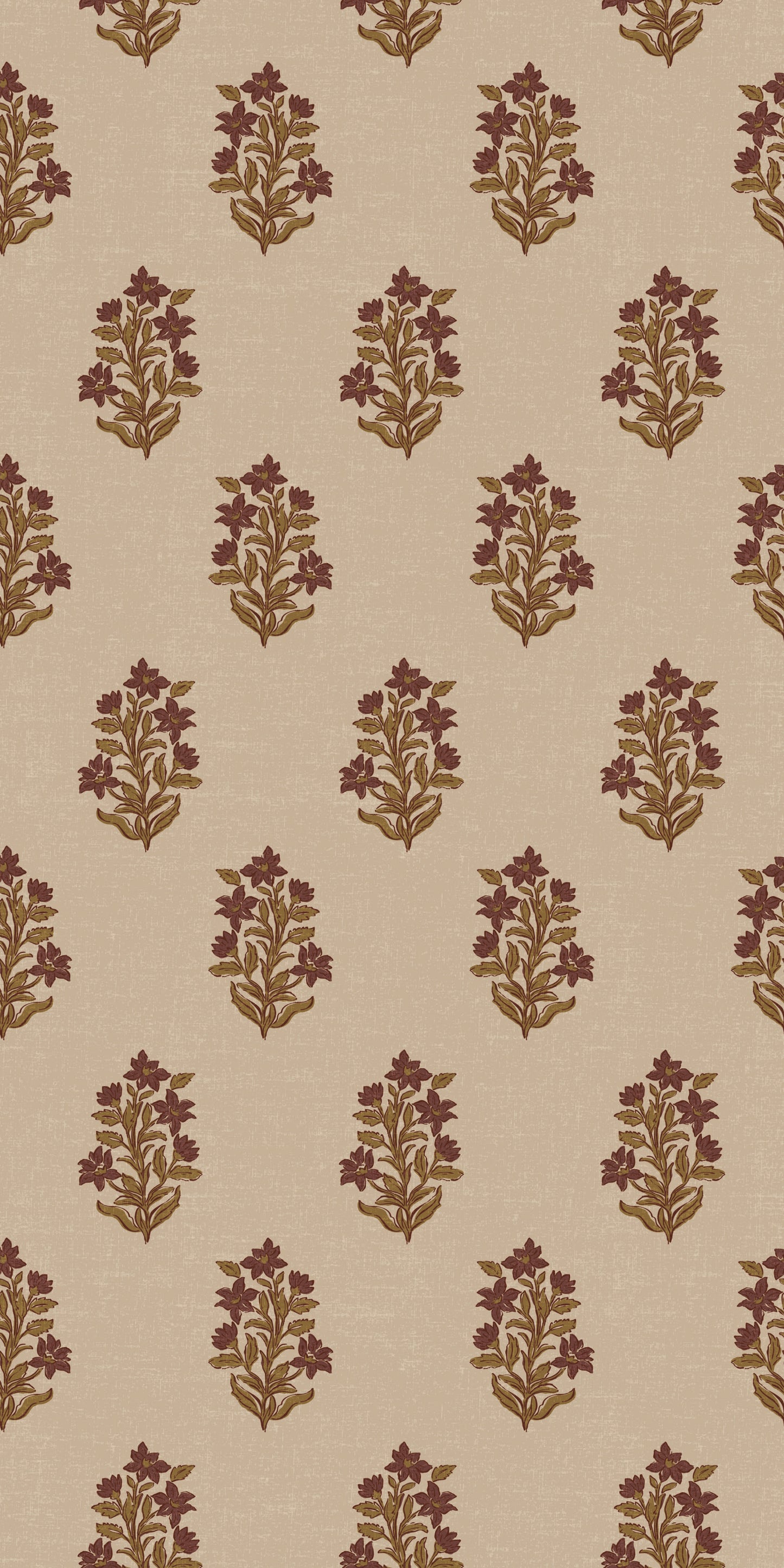 Image of Heritage Floral in Tan/Burgundy Wallpaper