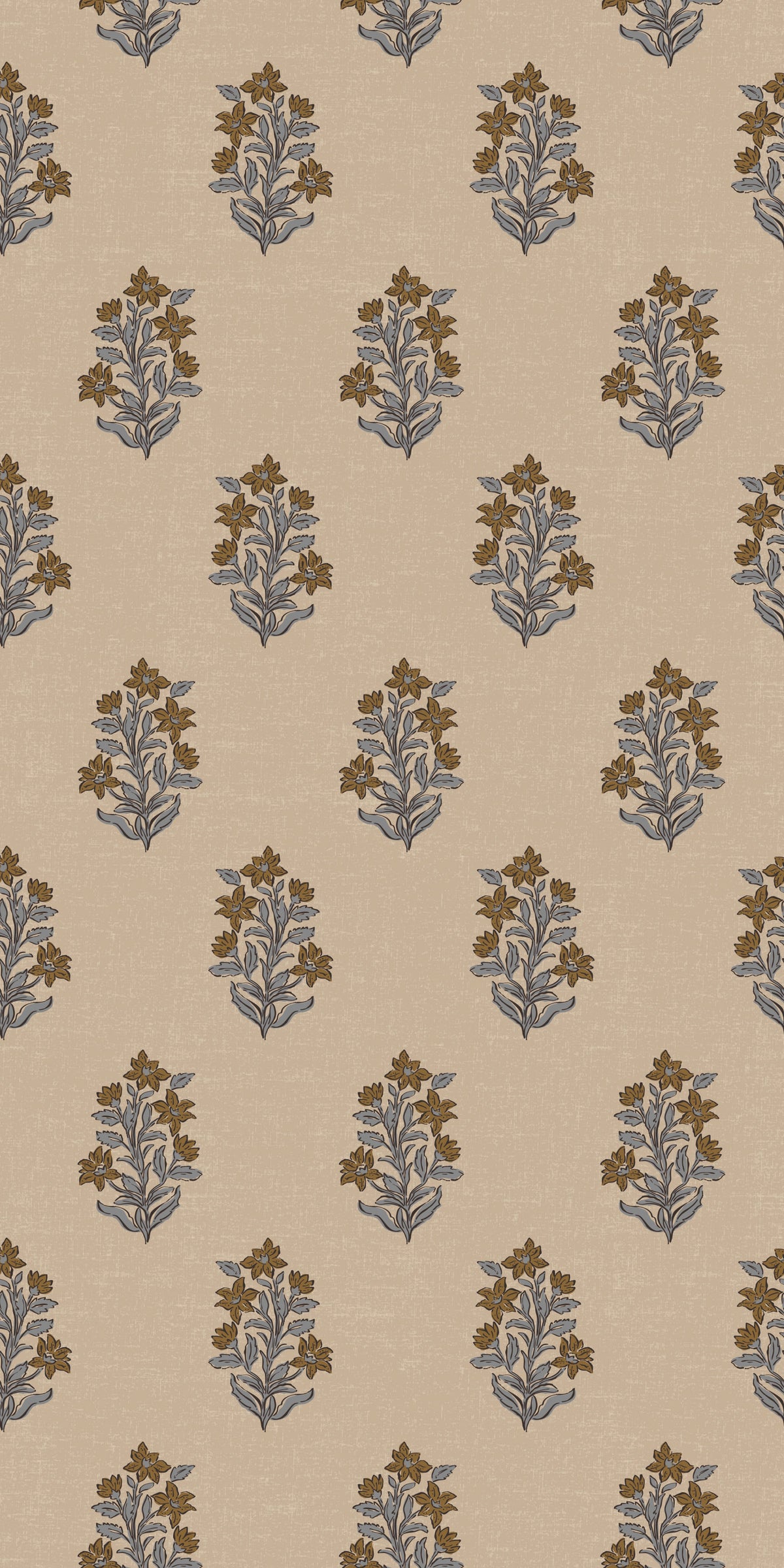 Image of Heritage Floral in Tan/Marigold Wallpaper