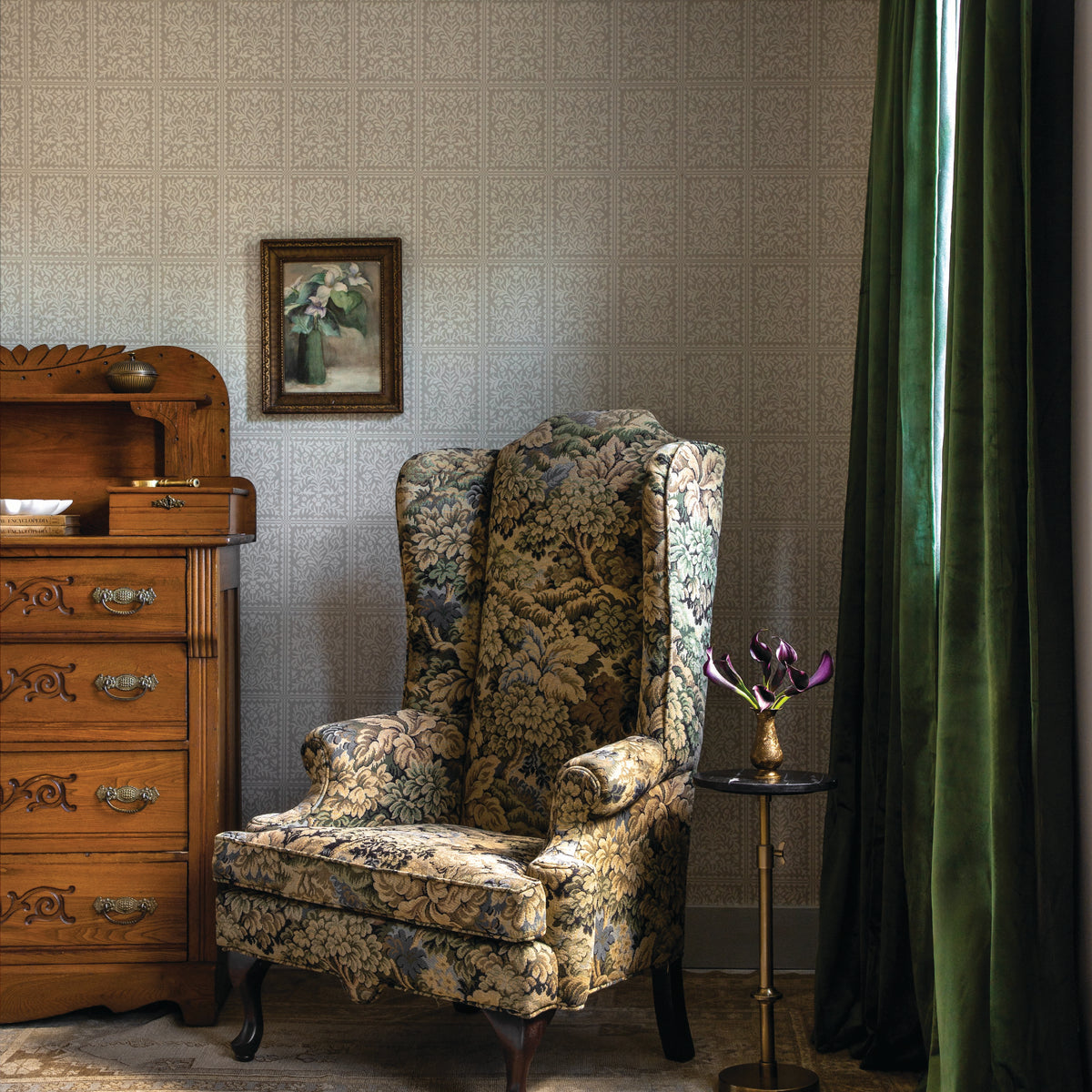 Keepsake Coverlette Wallpaper in Tan, image 7