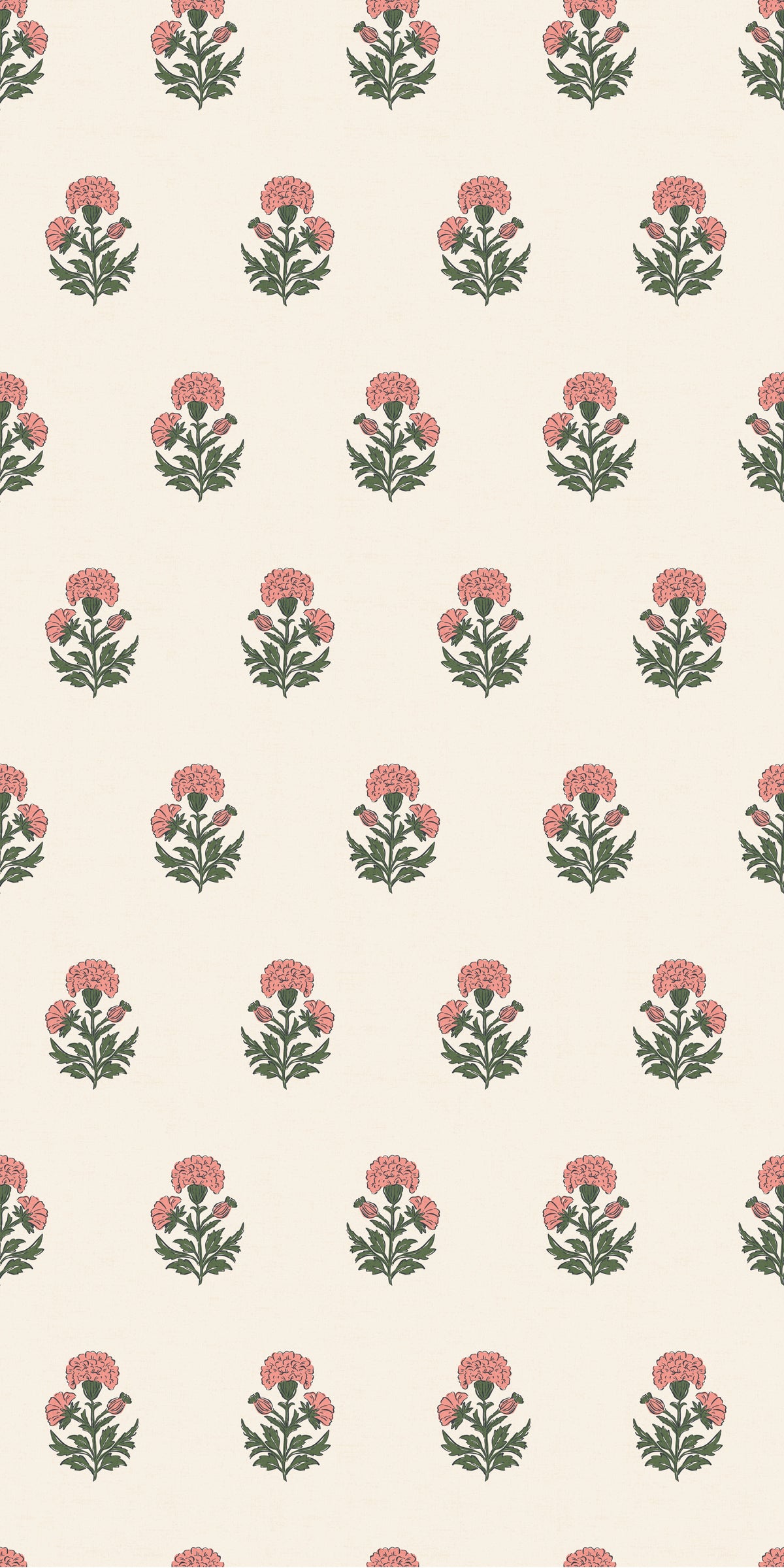 Image of Marigold Block Print in Coral Wallpaper