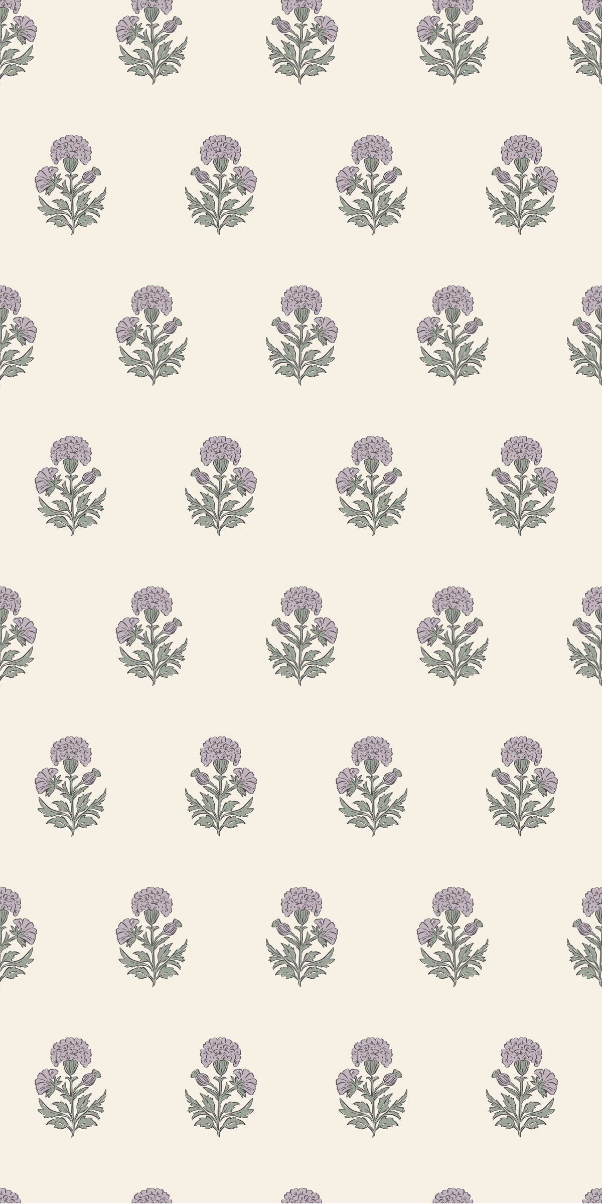Image of Marigold Block Print in Pastel Purple Wallpaper