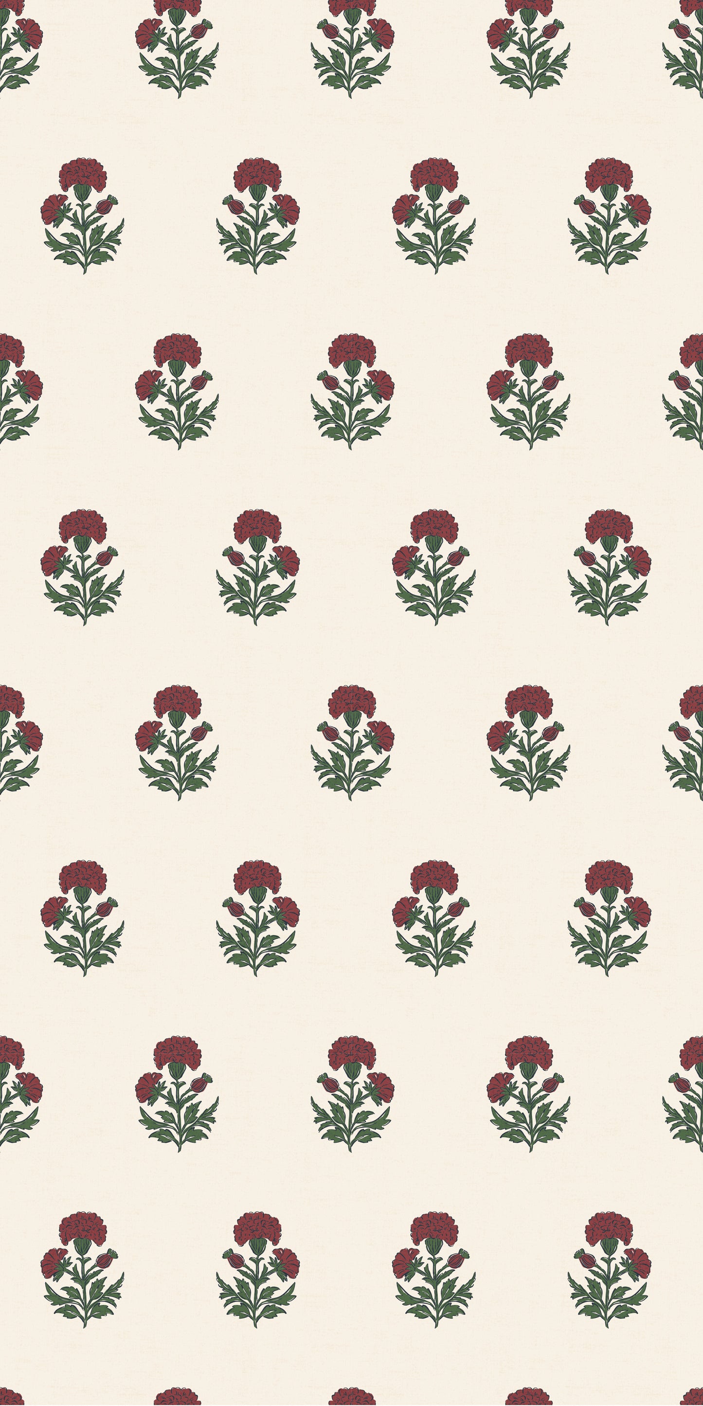Image of Marigold Block Print in Ruby Wallpaper