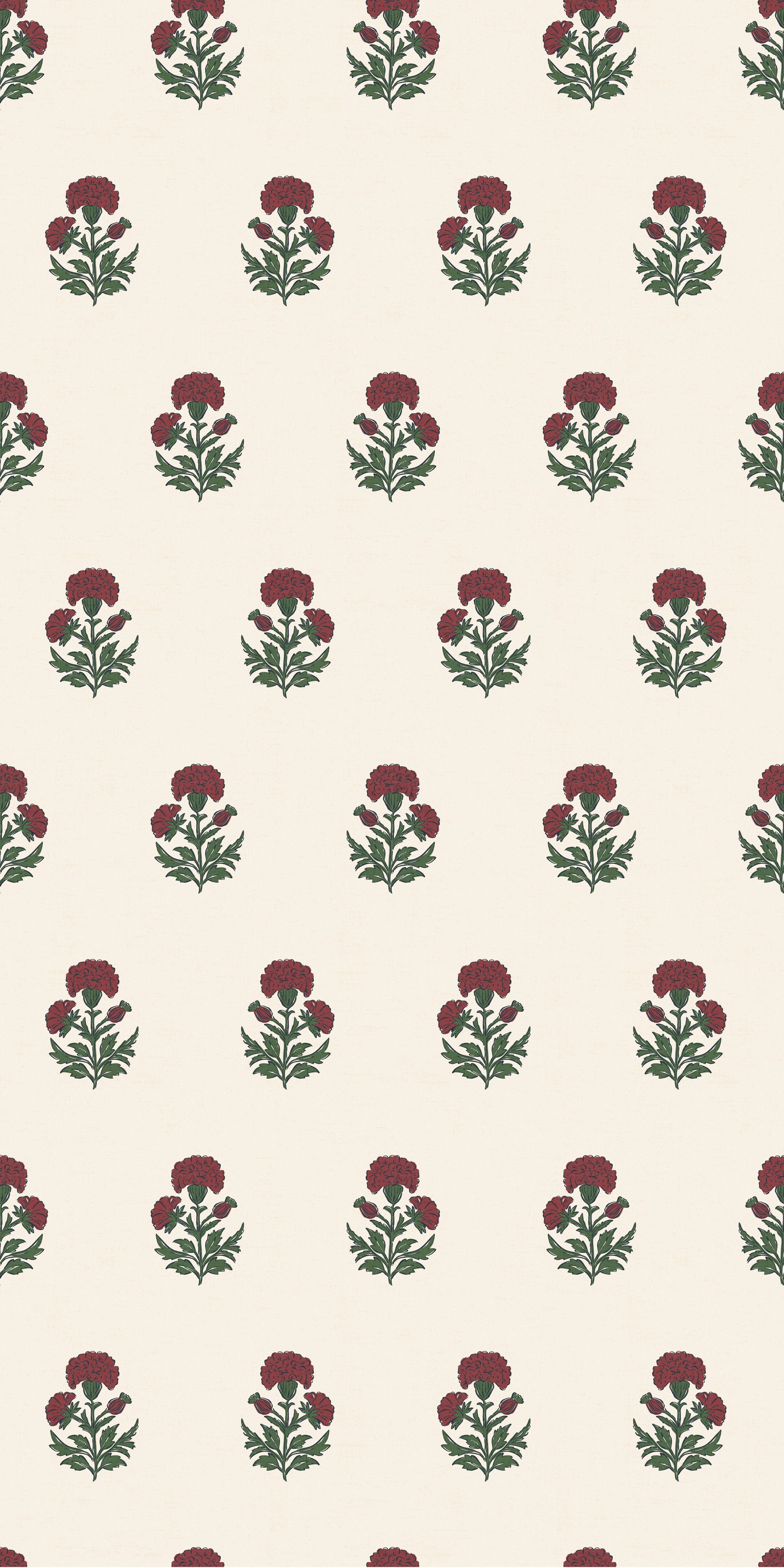 Image of Marigold Block Print in Ruby Wallpaper