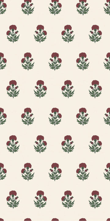 Image of Marigold Block Print in Ruby Wallpaper