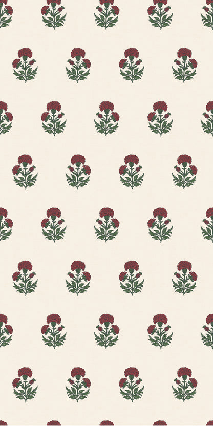 Image of Marigold Block Print in Ruby Wallpaper