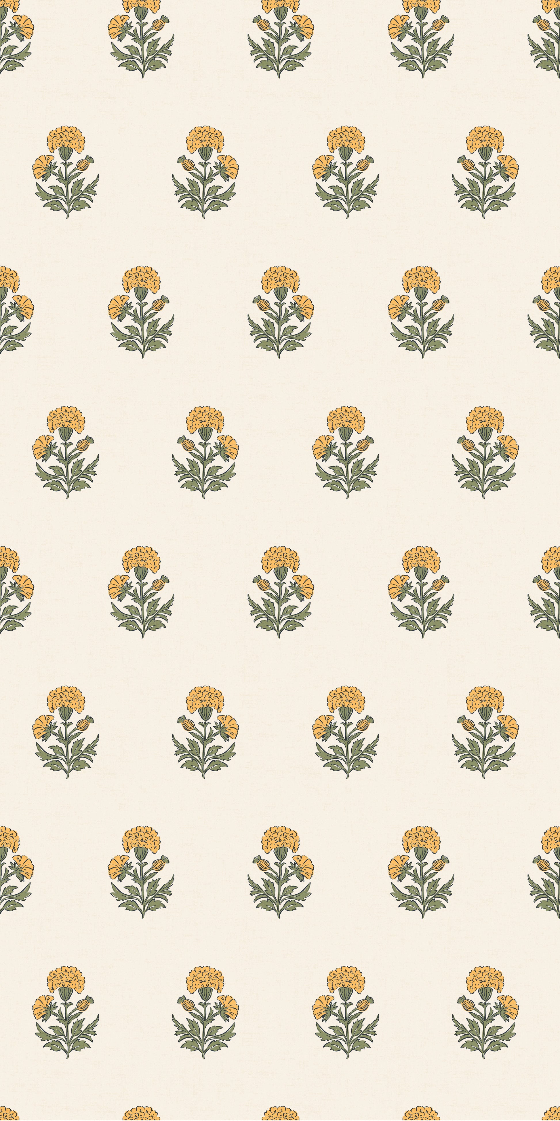 Image of Marigold Block Print in Sunshine Wallpaper