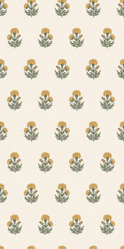 Image of Marigold Block Print in Sunshine Wallpaper