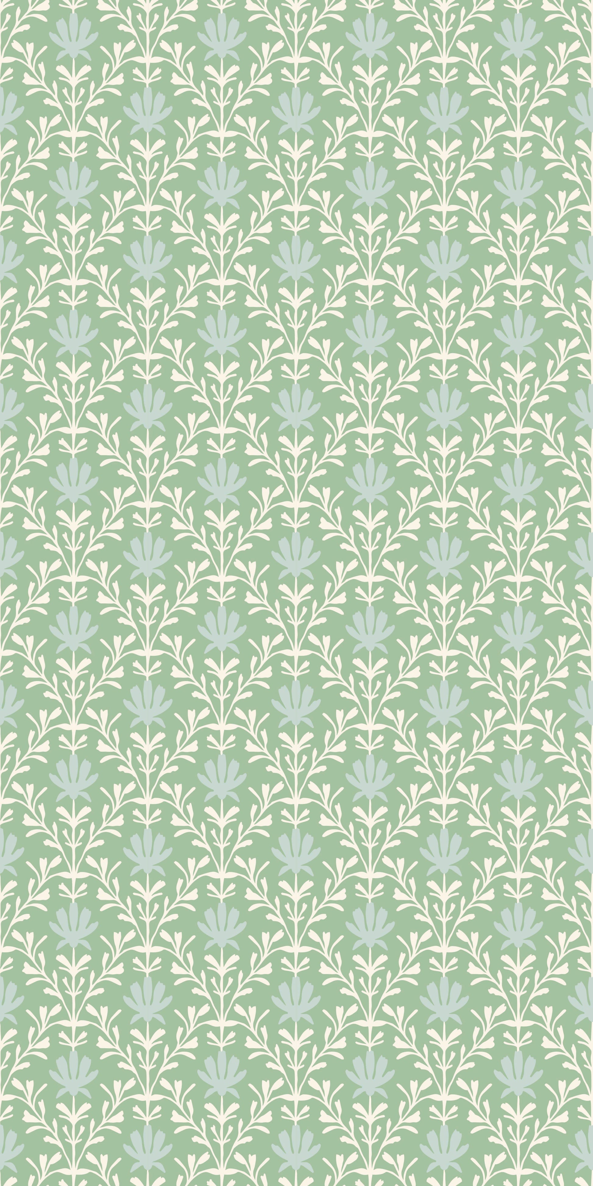 Image of Mist Floral in Spring Green Wallpaper
