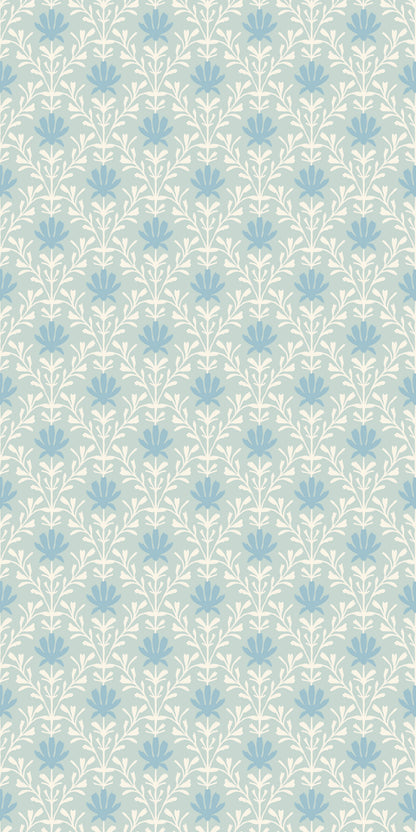 Image of Mist Floral in Sky Blue Wallpaper