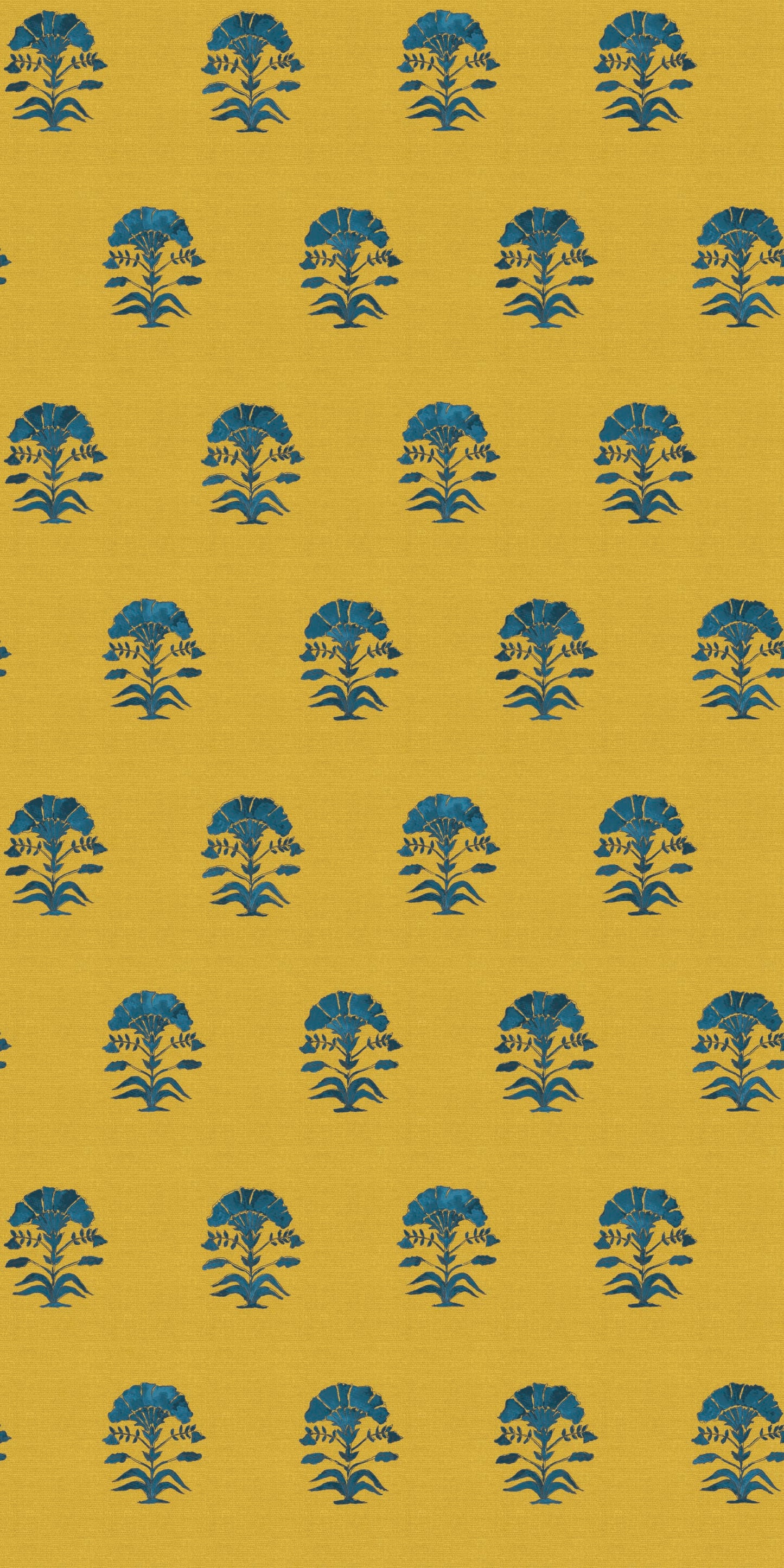 Image of Nargis Block Print in Mustard/Blue Wallpaper