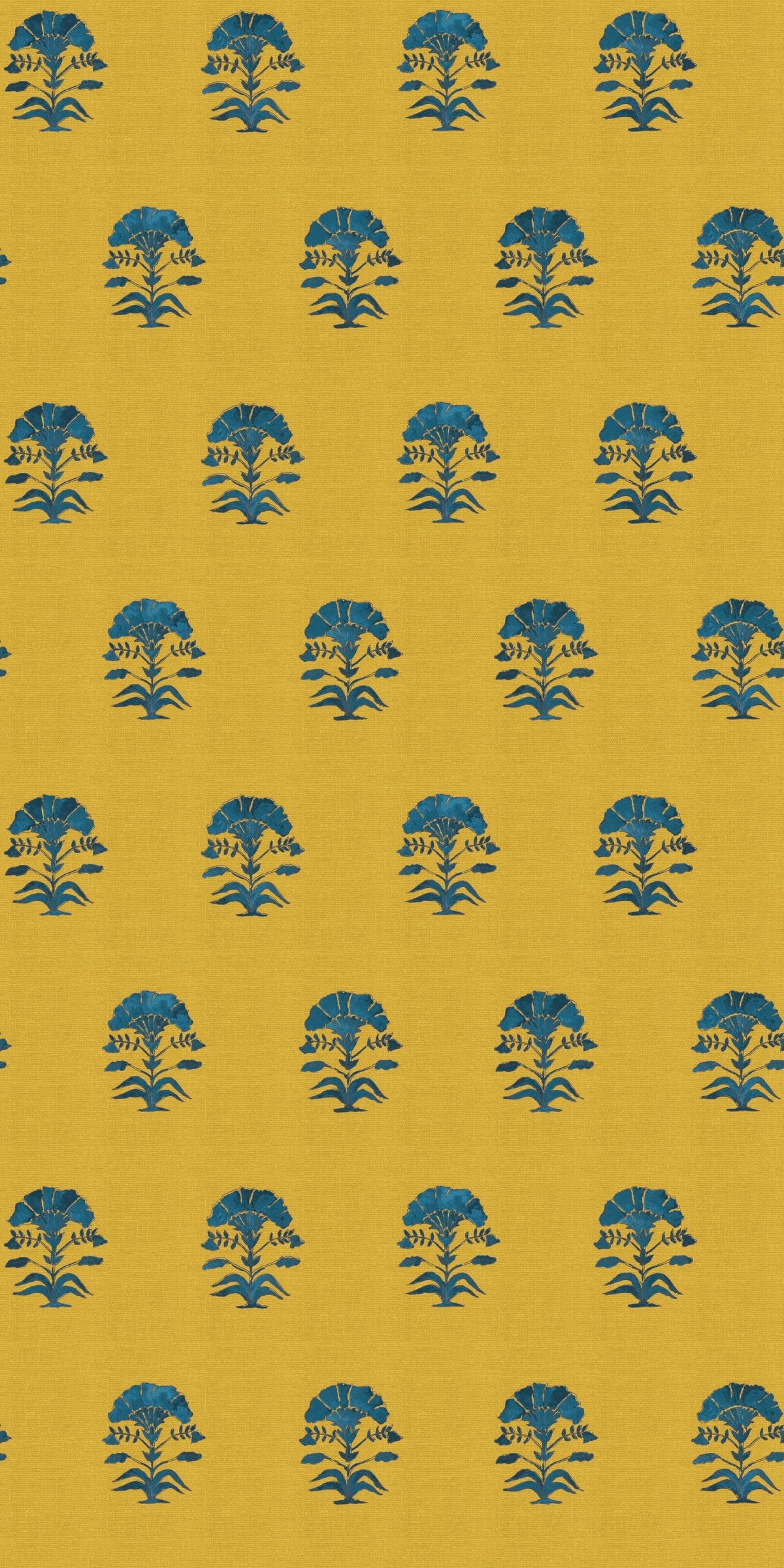 Image of Nargis Block Print in Mustard/Blue Wallpaper