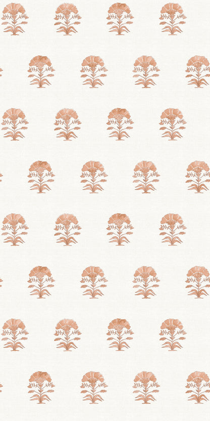 Image of Nargis Block Print in Terracotta Wallpaper