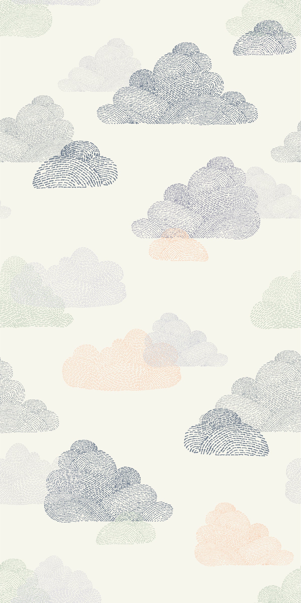 Image of Overcast Stitch in Cream/Grey Blue Wallpaper