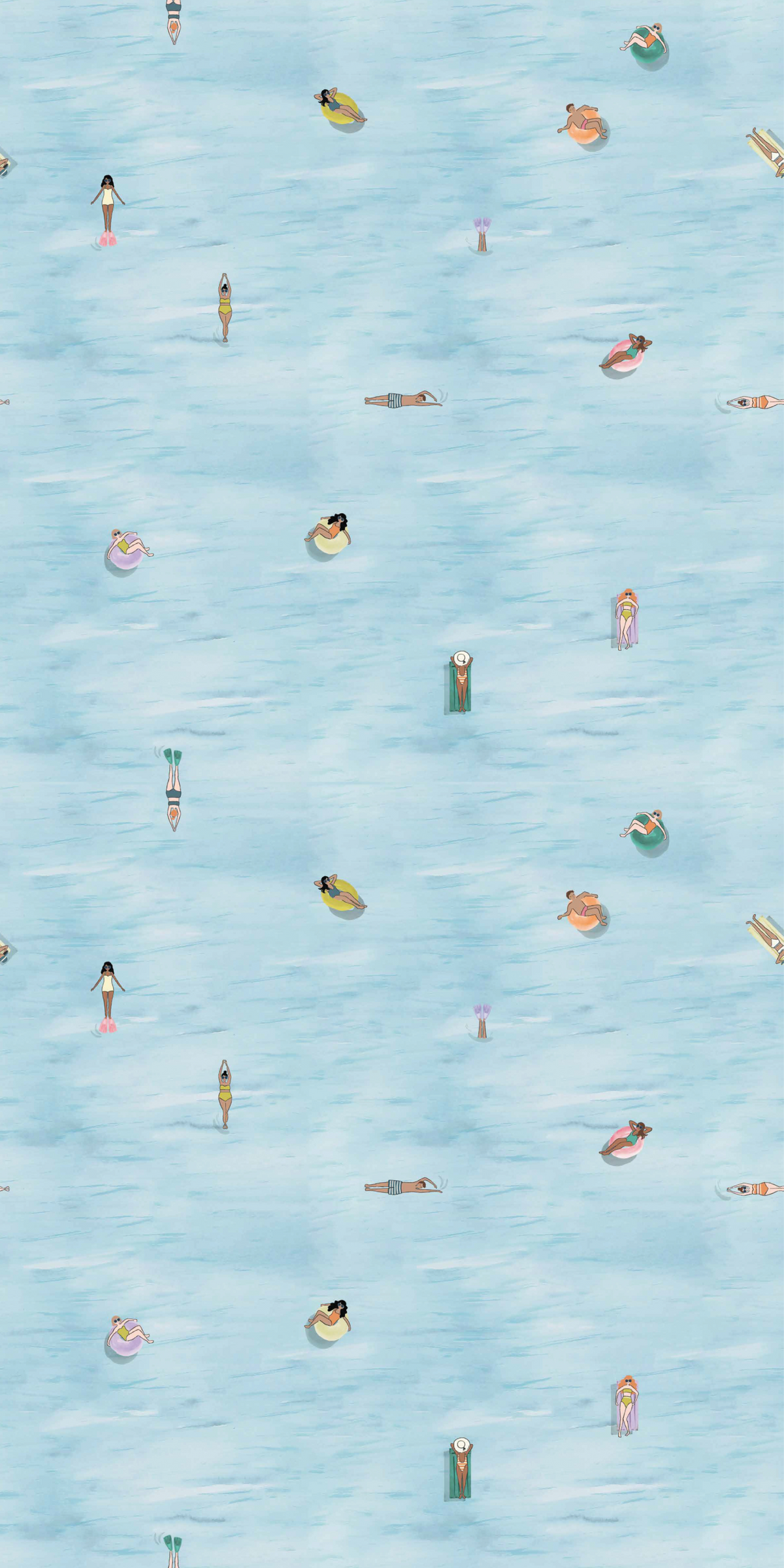 Image of People In The Water in Blue Wallpaper