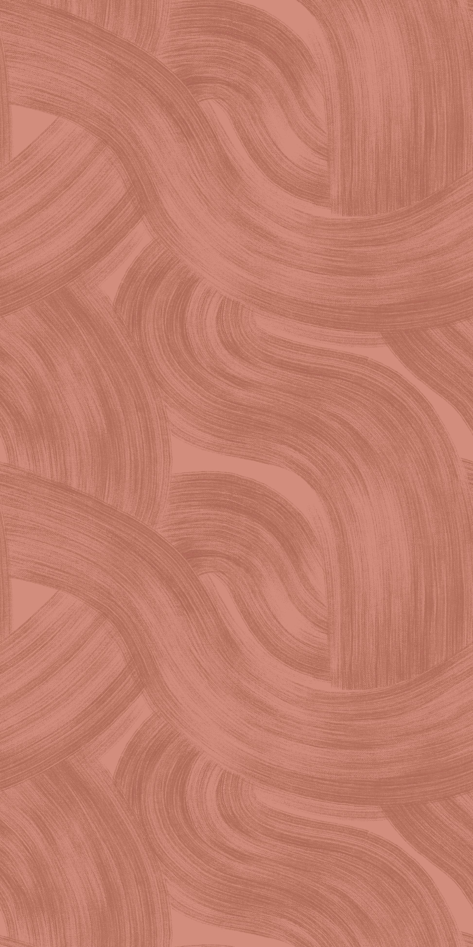 Image of Painted Wave in Terracotta Wallpaper