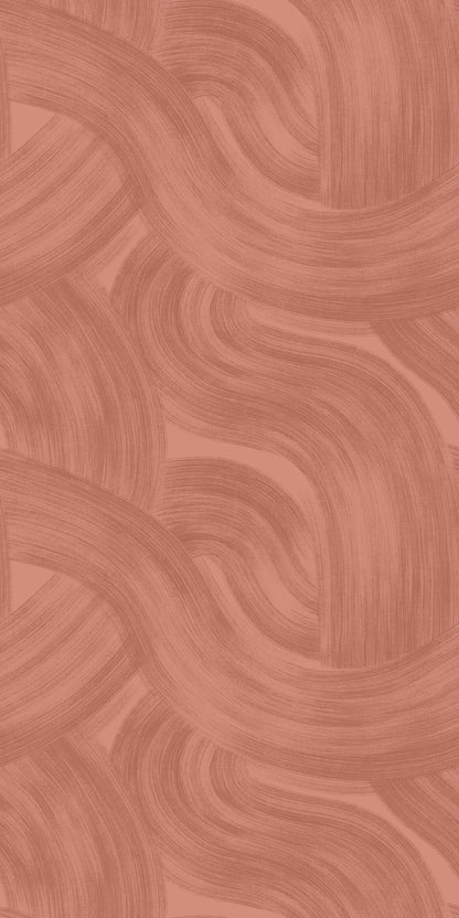 Image of Painted Wave in Terracotta Wallpaper