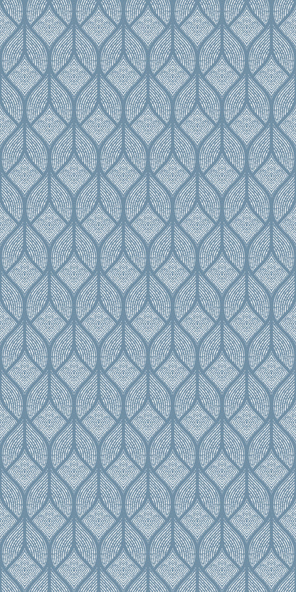 Image of Petite Damask in Chambray Wallpaper