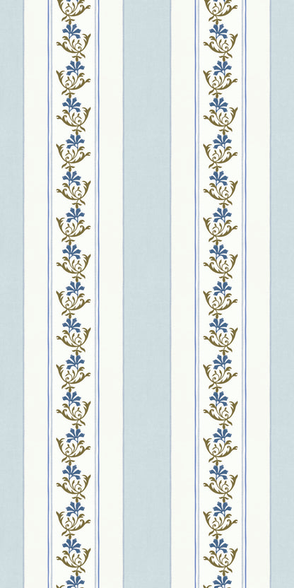 Image of Posey Stripe in Cornflower Wallpaper
