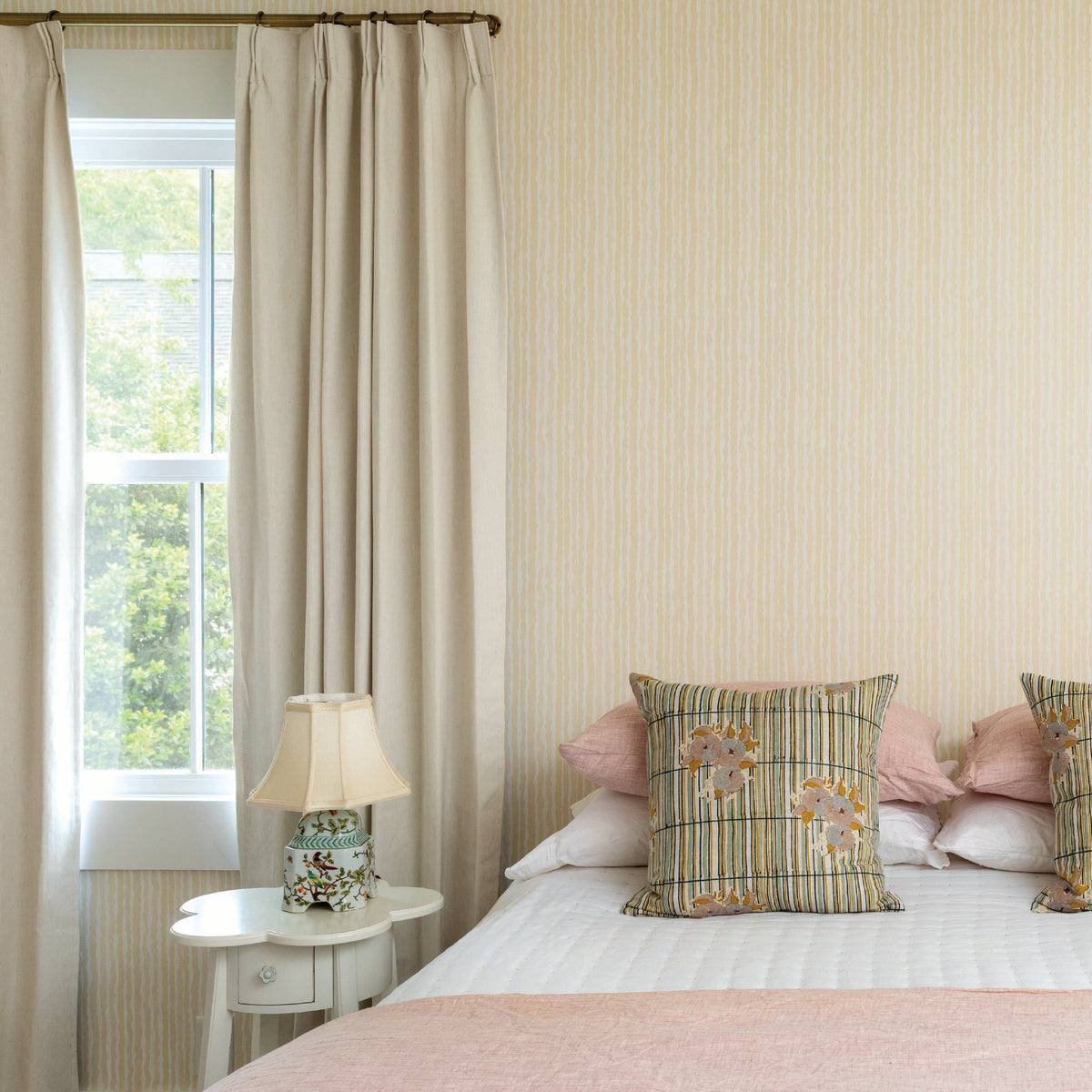 Ribbon Wallpaper in Wheat
