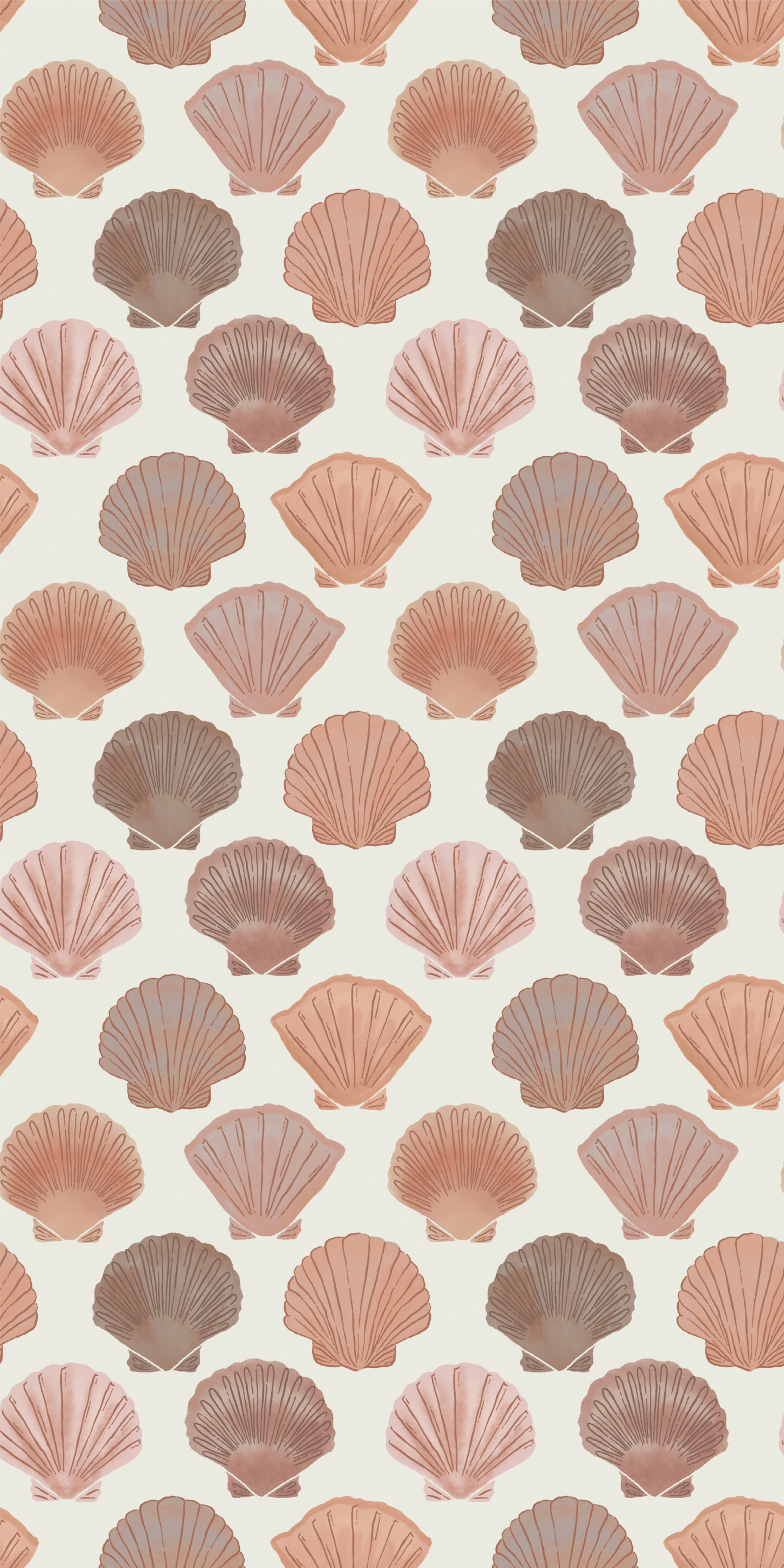 Image of Shells in Orange Wallpaper