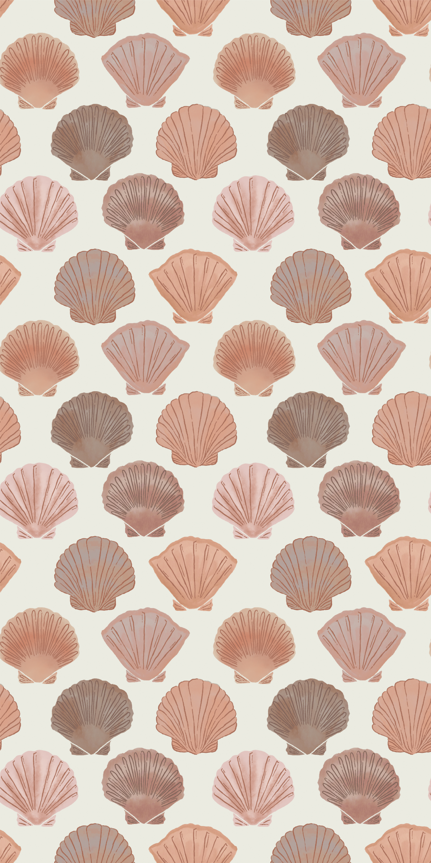 Image of Shells in Orange Wallpaper