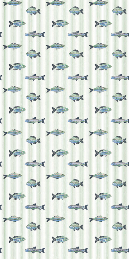 Image of School of Stripes in Green Wallpaper