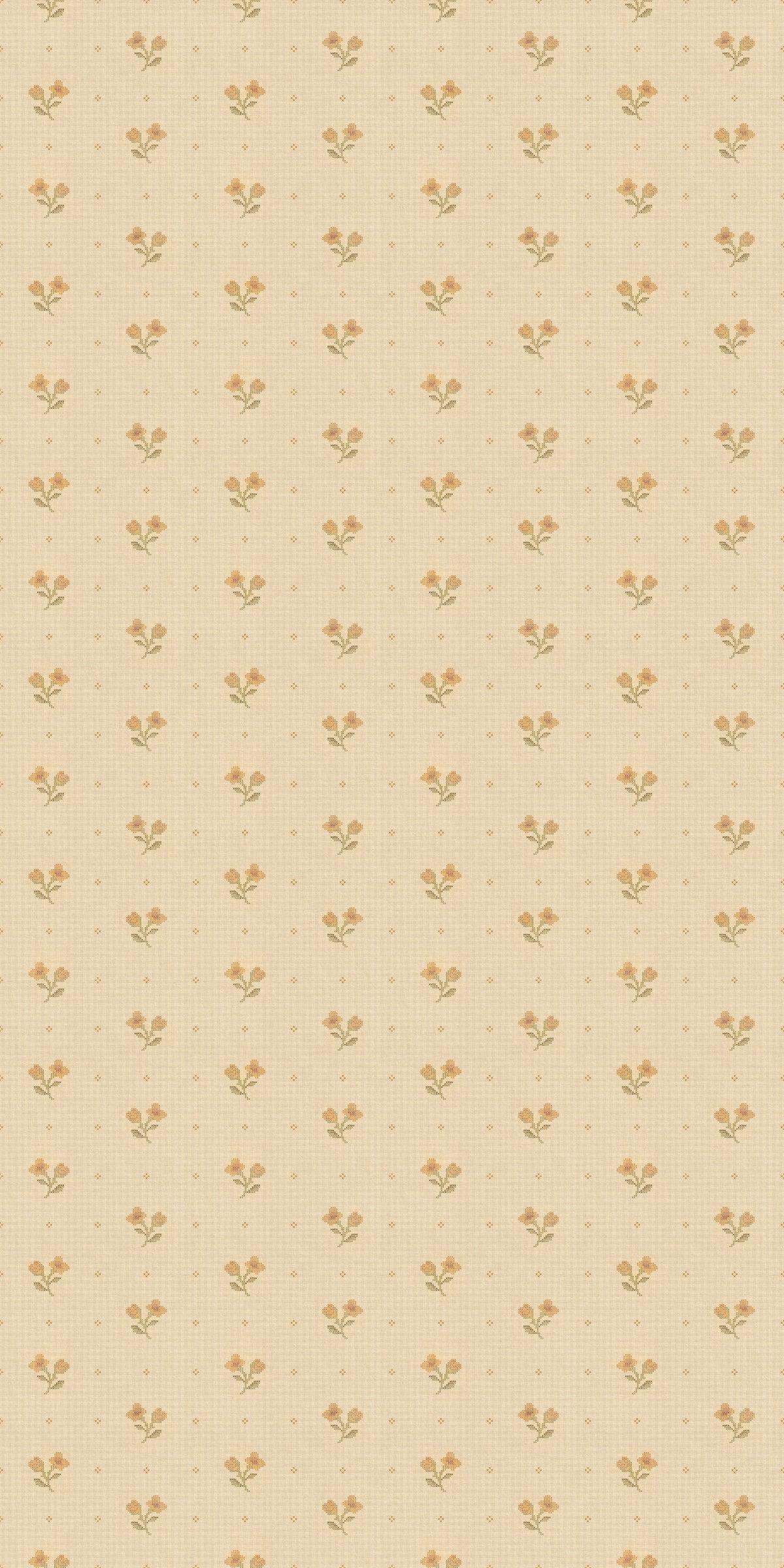 Stitched Sweetpea Wallpaper in Beige/Mustard