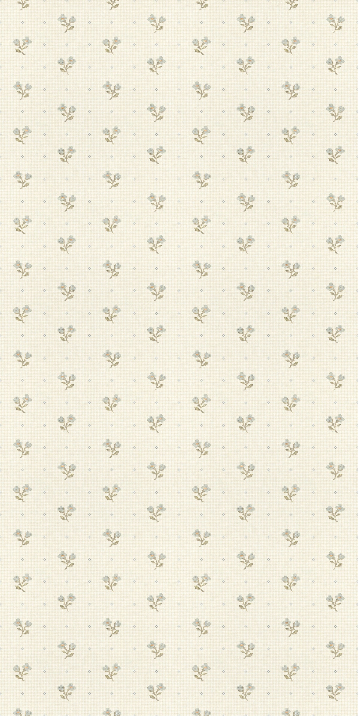 Stitched Sweetpea Wallpaper in Cream/Blue