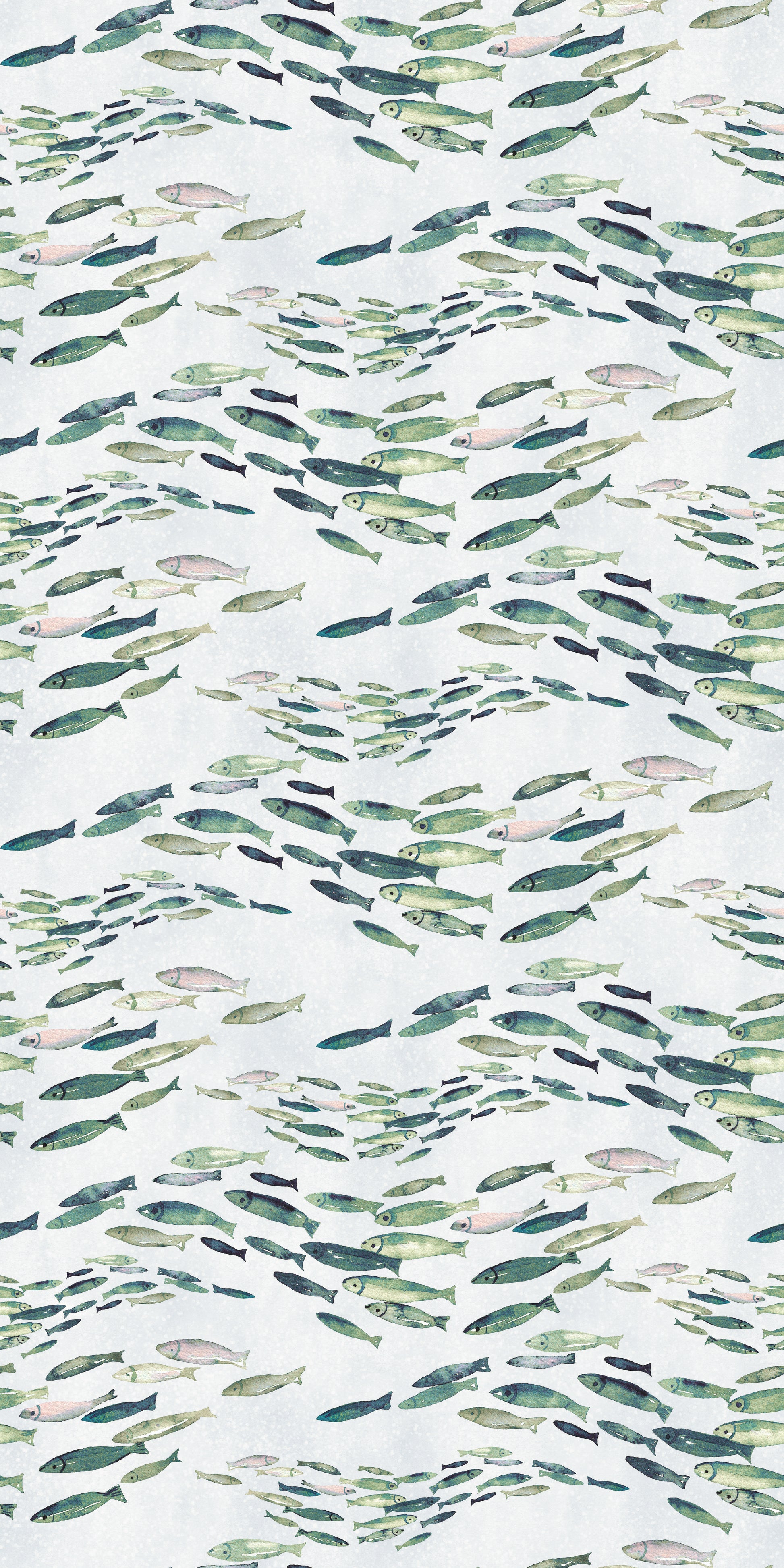 Image of Swimming Upstream in Green Wallpaper