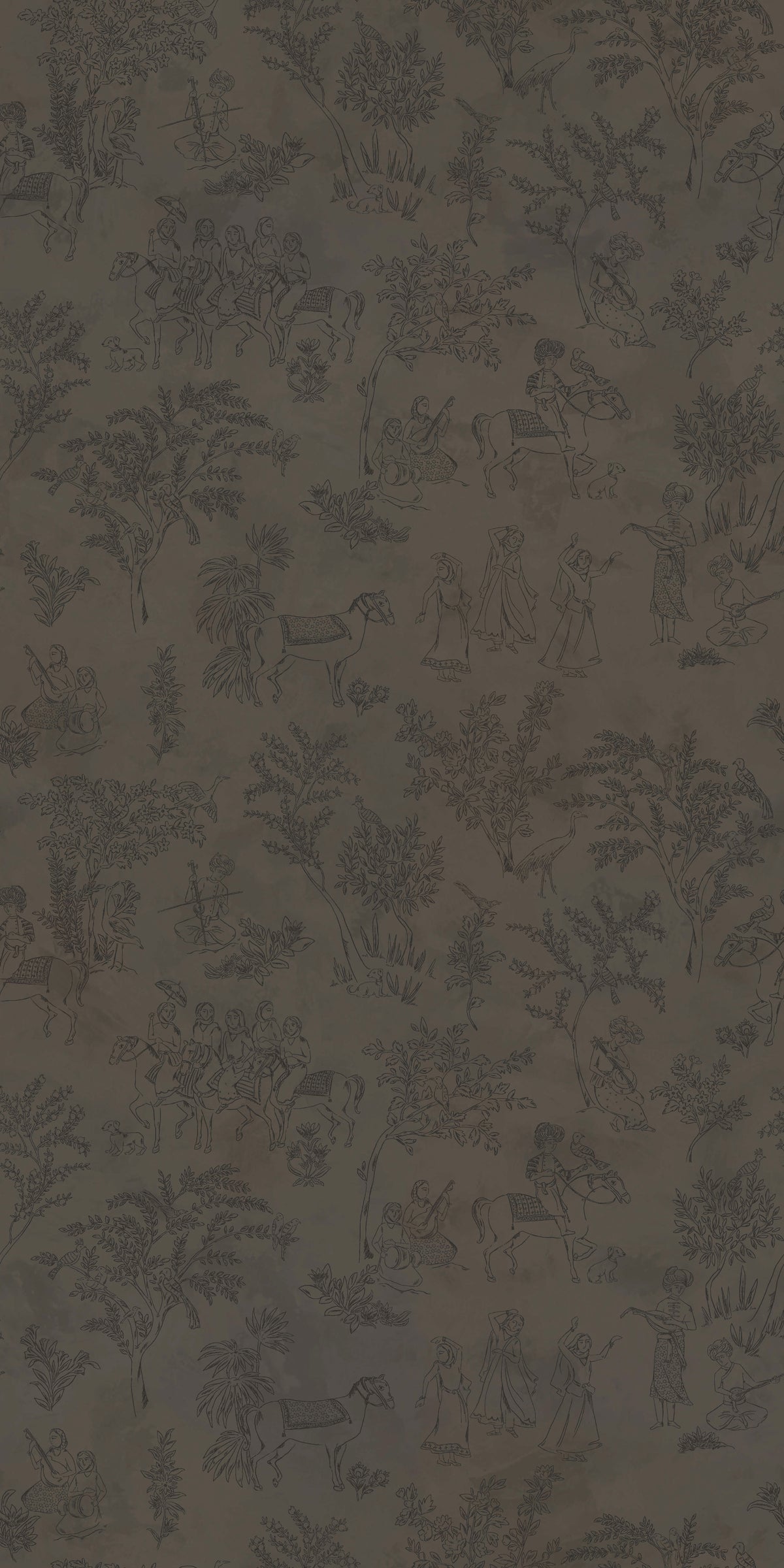 Image of Toile de Joon in Charcoal Brown Wallpaper