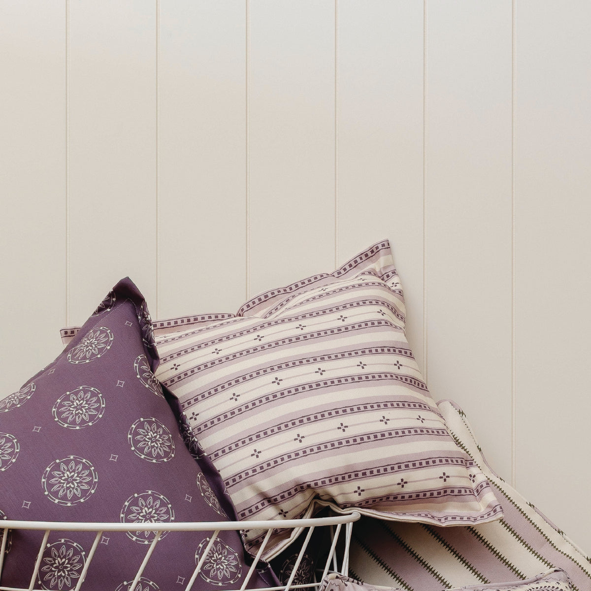 Trio Stripe Fabric in Mauve/Petal