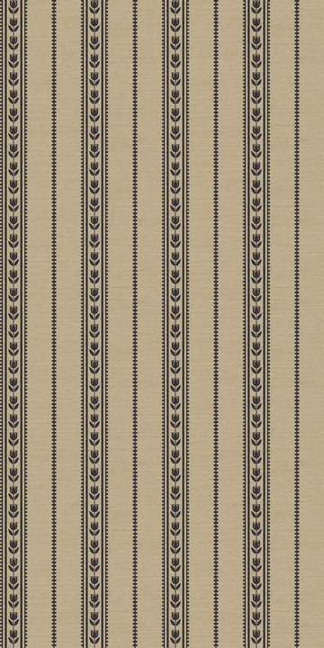 Image of Tulip Ticking Stripe in Charcoal/Dark Tan Wallpaper