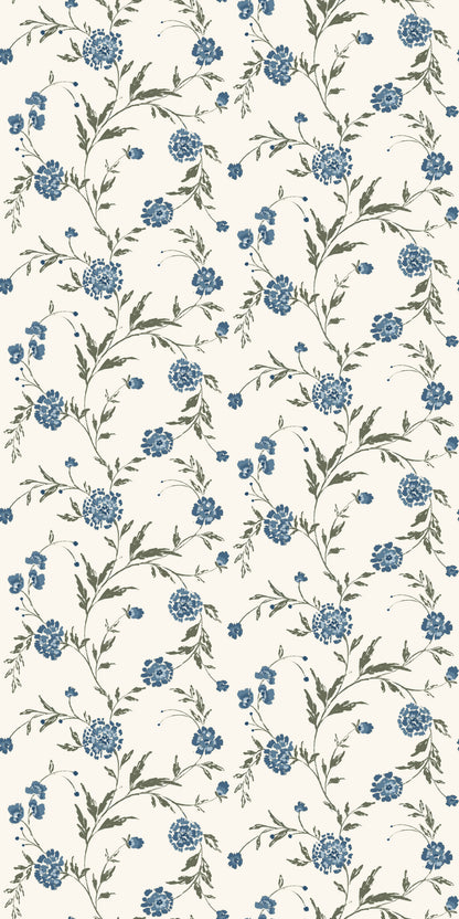 Image of Waverly in Petal Blue Wallpaper