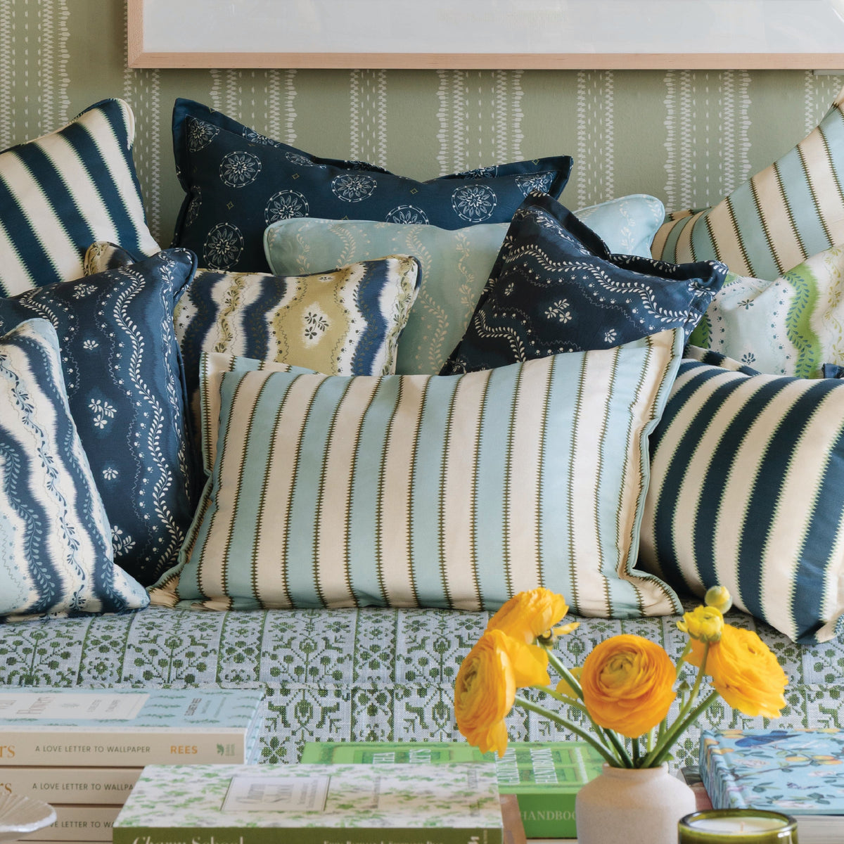 Wilder Stripe Fabric Fav in Light Blue/Green