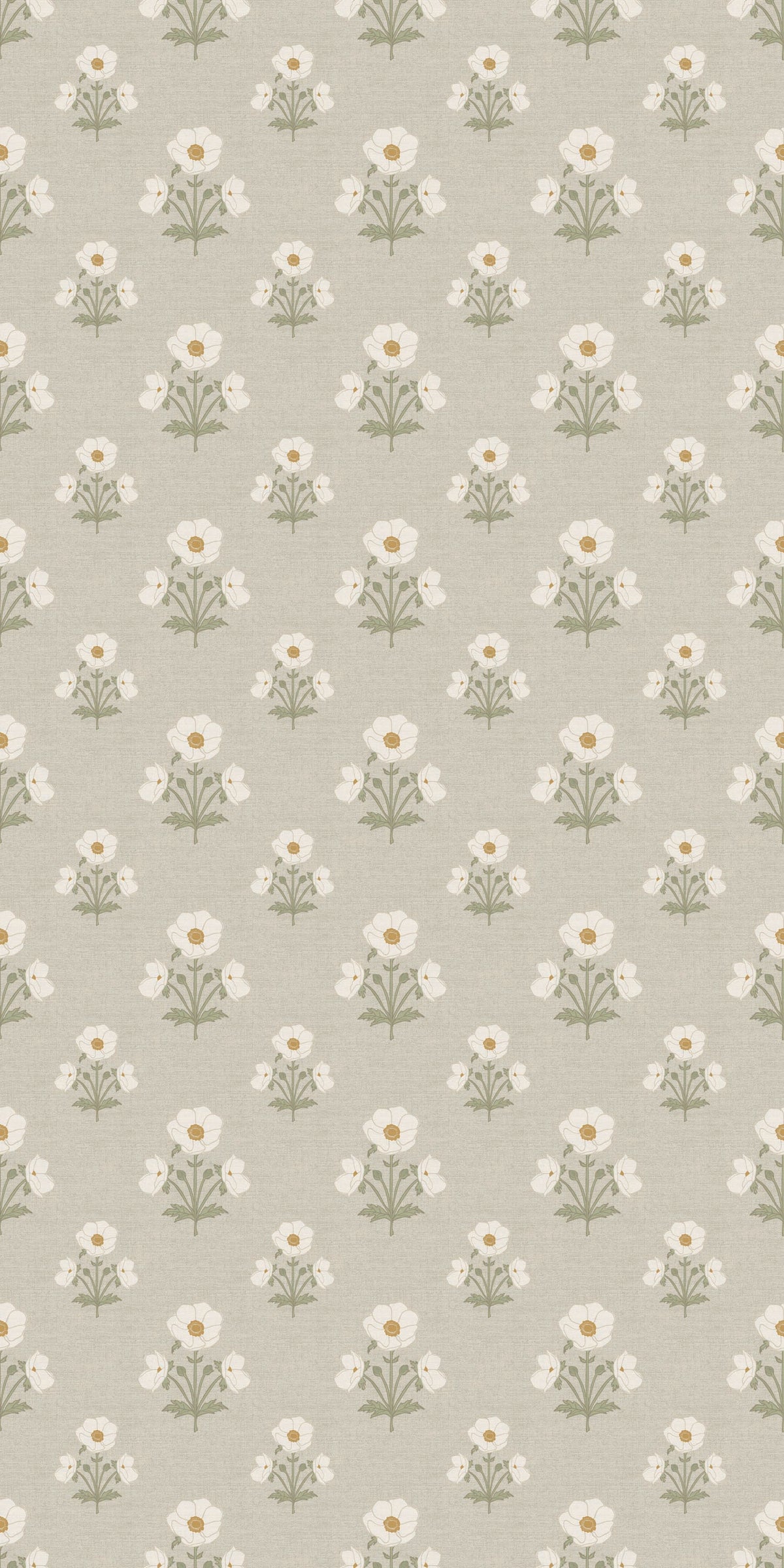 Image of Windflower in White/Yellow Wallpaper