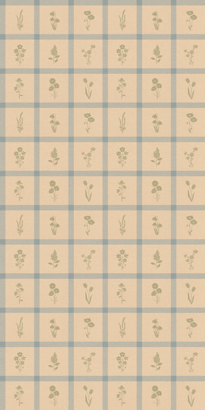 Woven Wildflower Wallpaper in Blue/Green