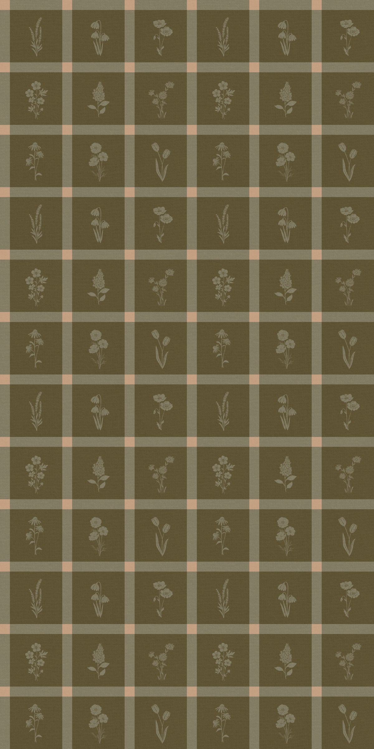 Woven Wildflower Wallpaper in Dark Green
