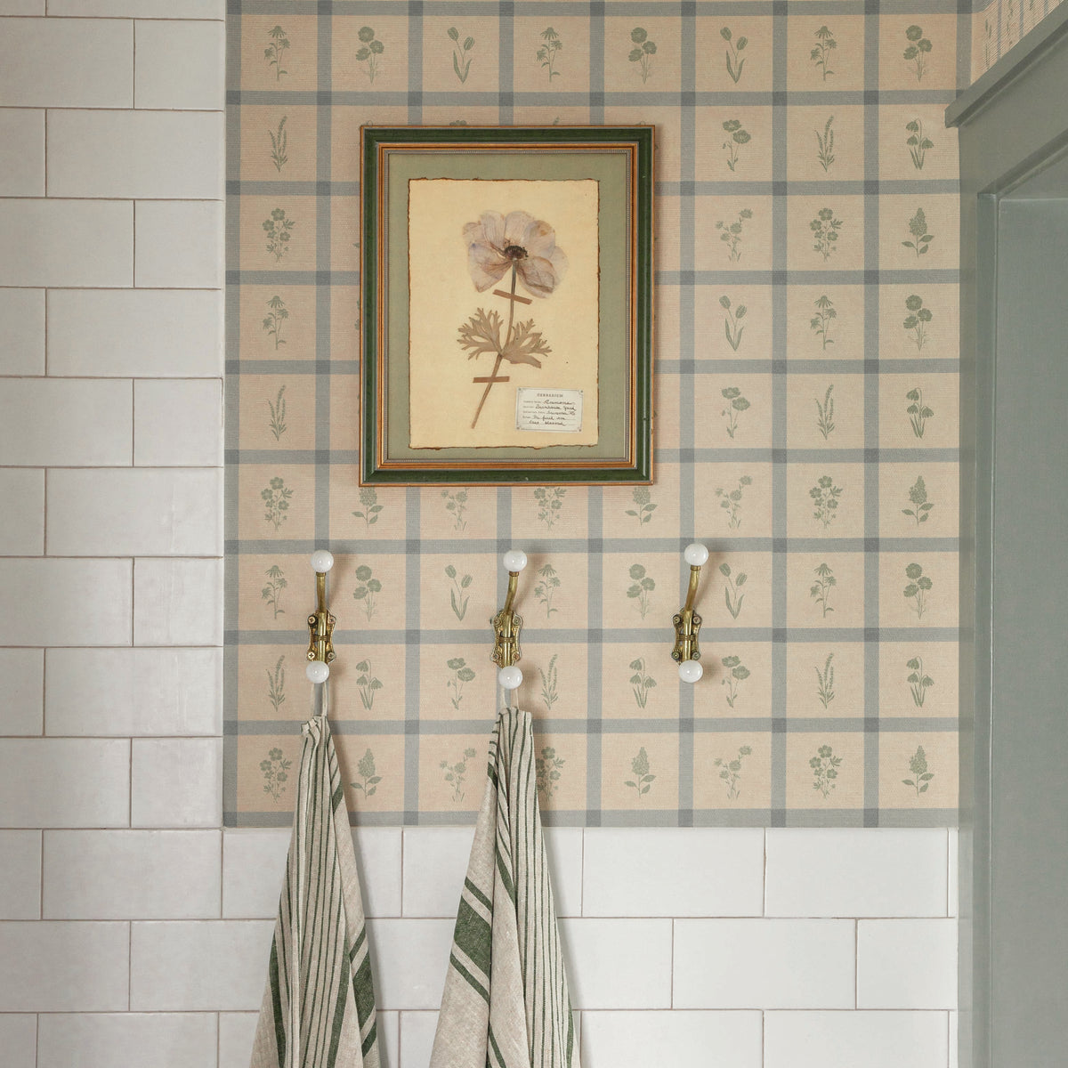 Woven Wildflower Wallpaper in Blue/Green, image 3