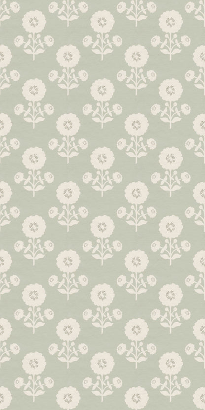 Image of Zinnia in Sage Wallpaper