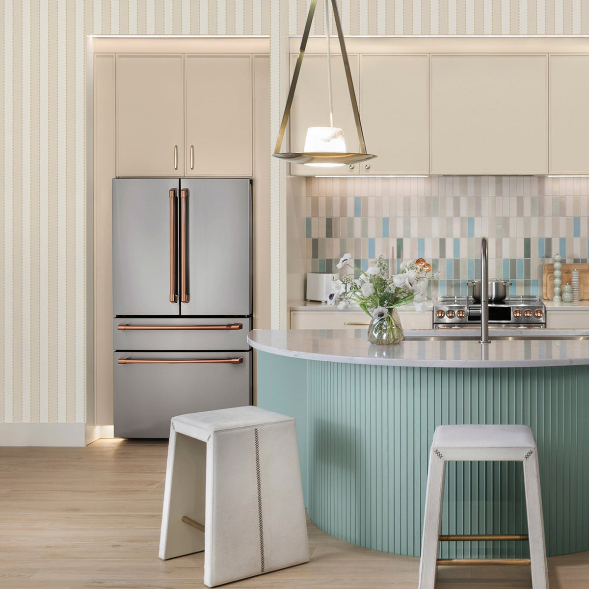 Image of Tide Stripe in Sand Wallpaper