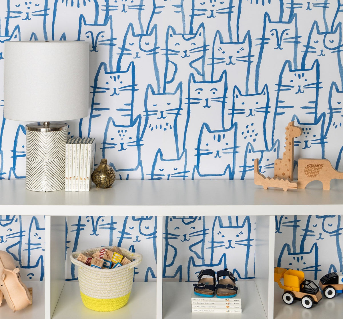 Image of Smitten Kitten in Blue Wallpaper