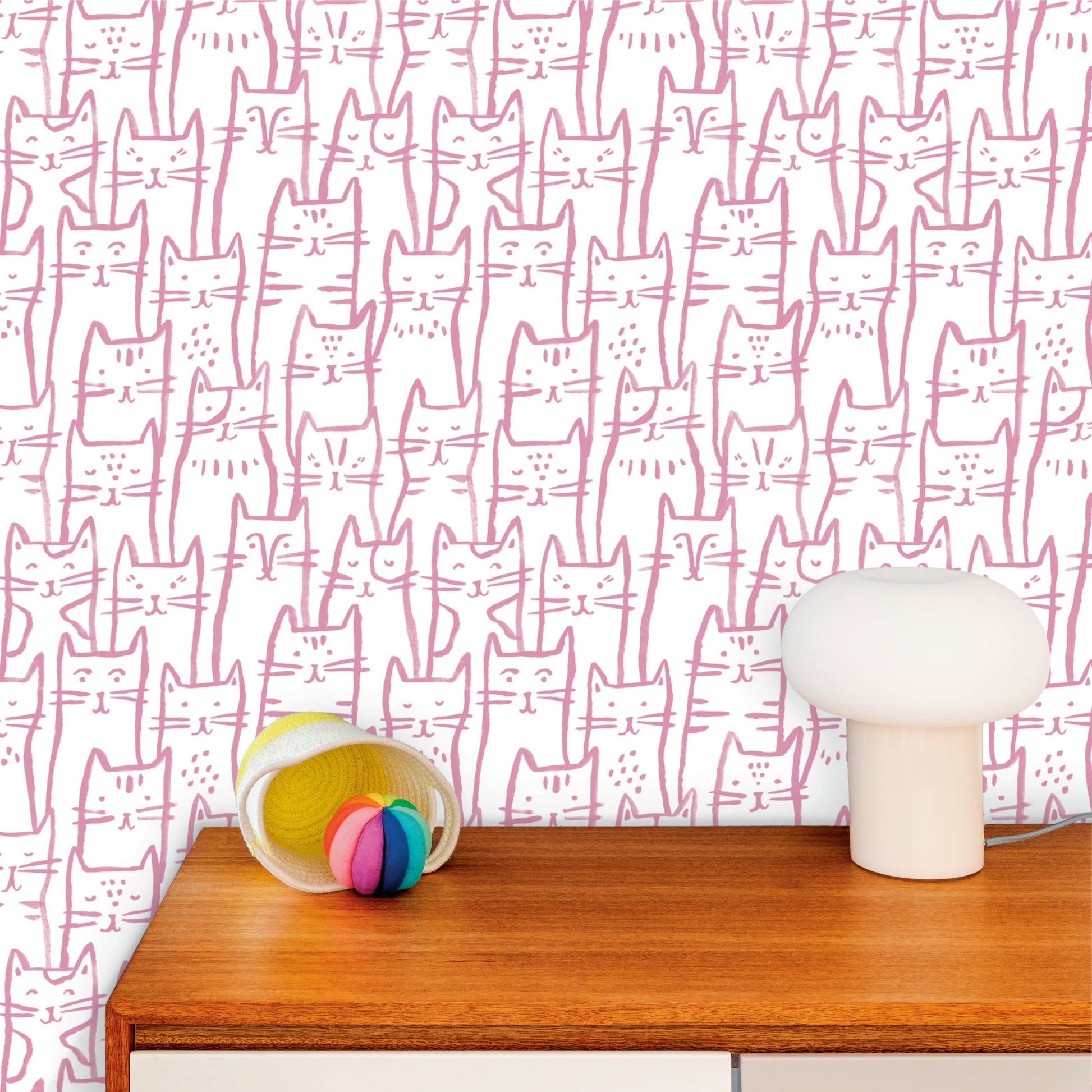 Image of Smitten Kitten in Lavender Wallpaper