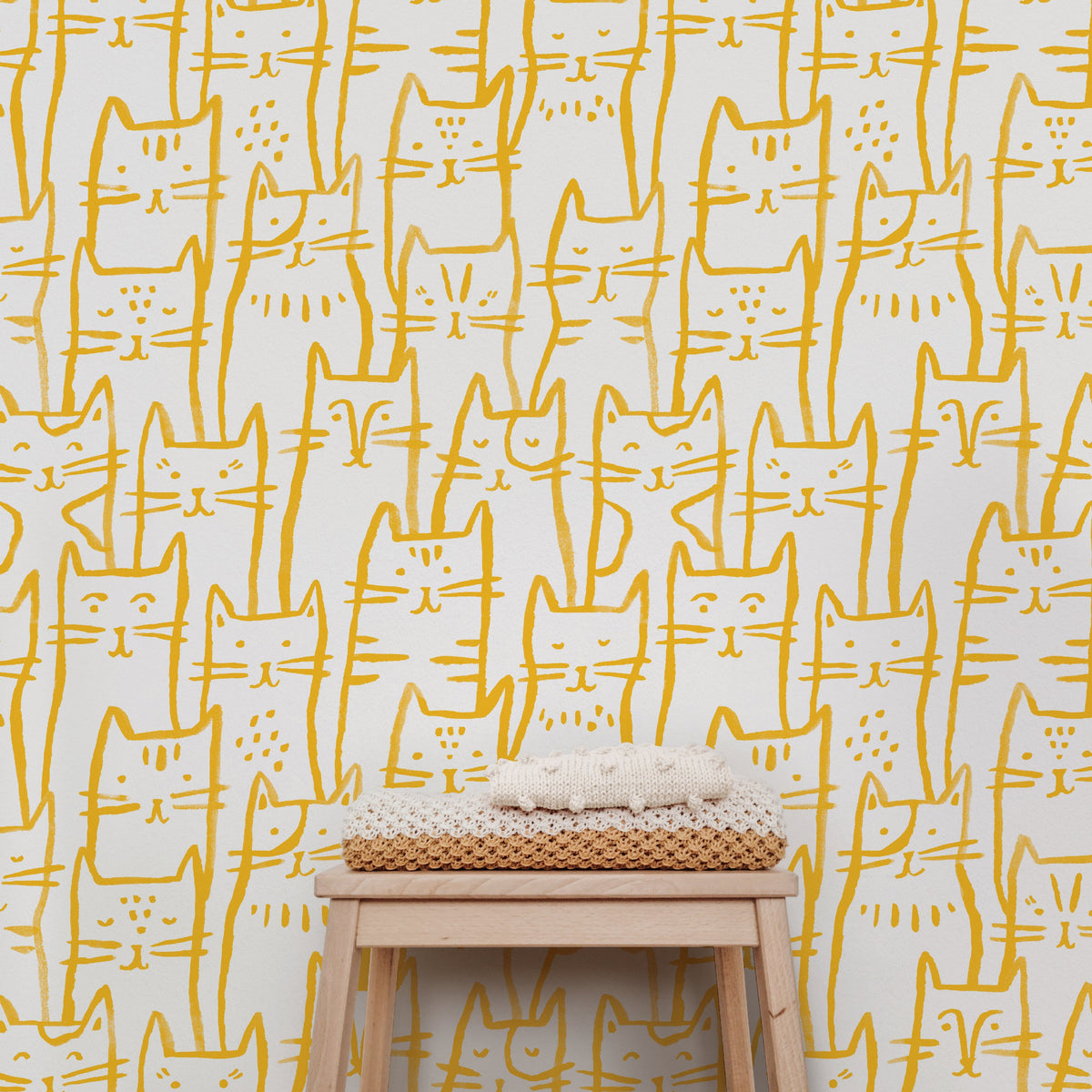 Image of Smitten Kitten in Marigold Wallpaper