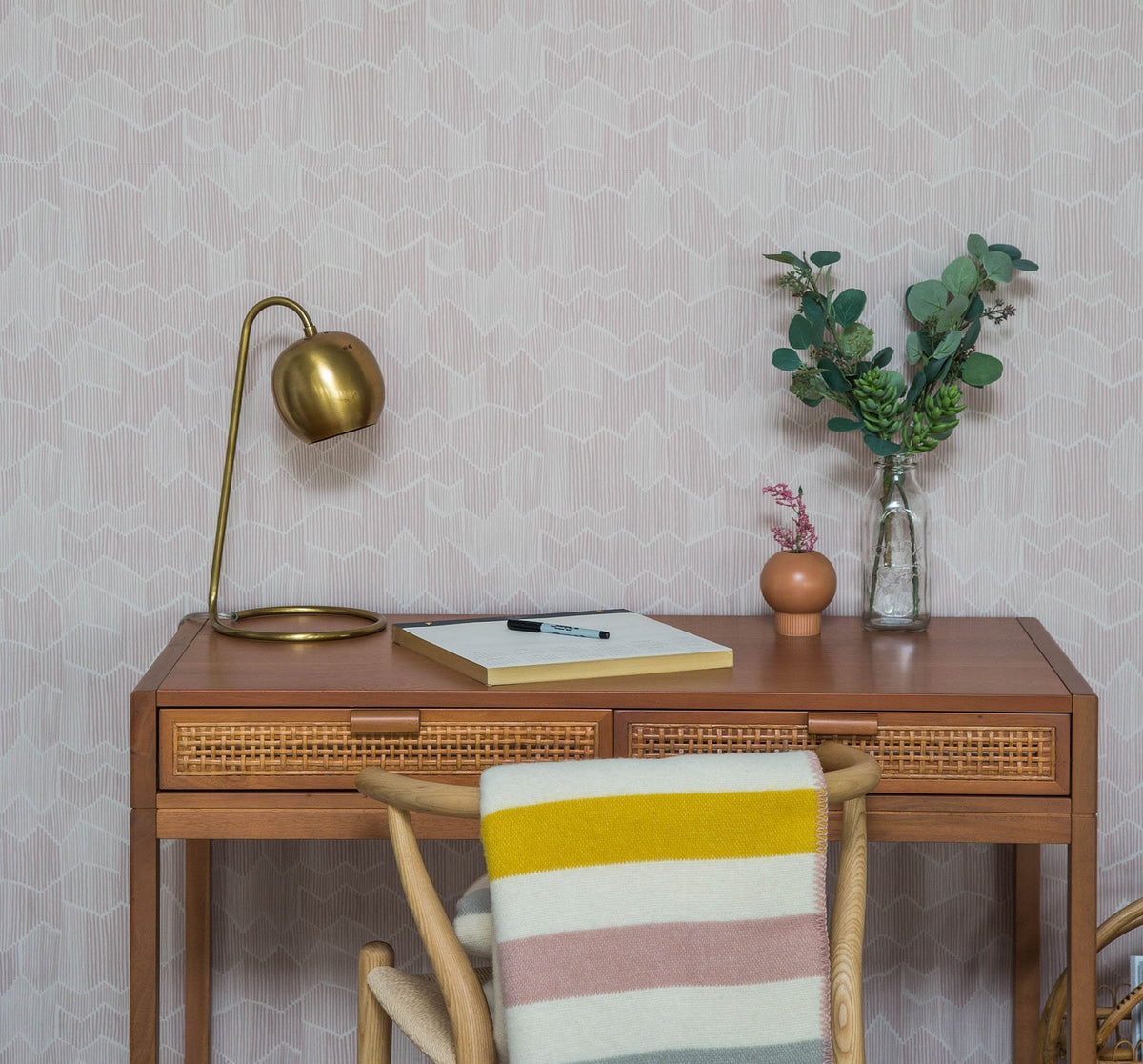 Vertical Lines in Burnt Blush Wallpaper