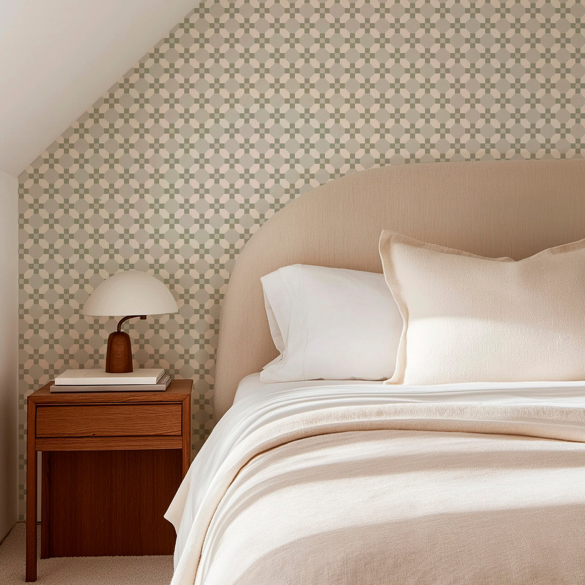 Image of Honeycomb Tuile in Moss Wallpaper