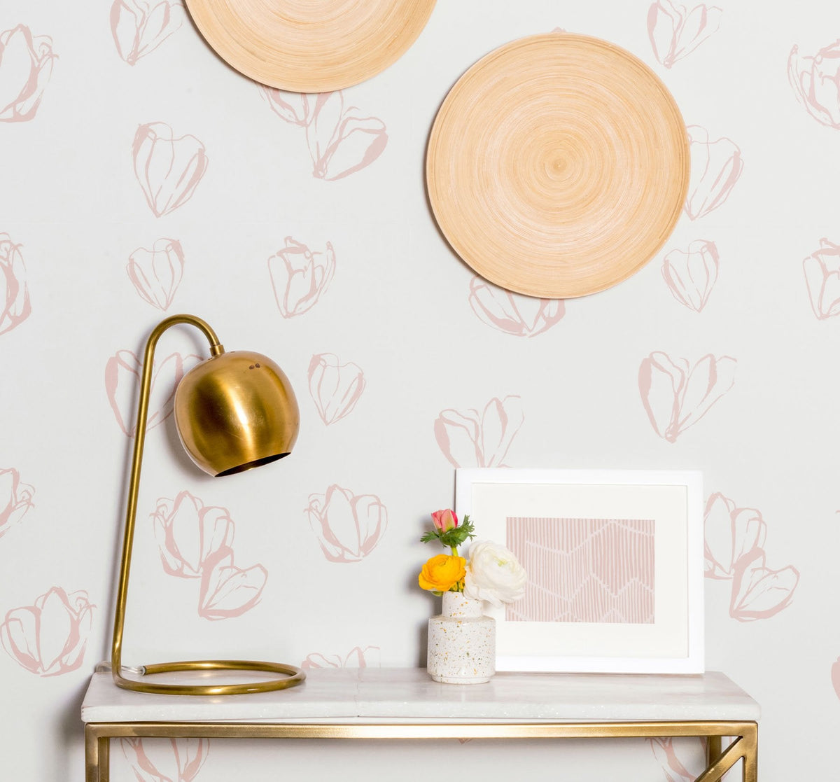Magnolias in Blush wallpaper.