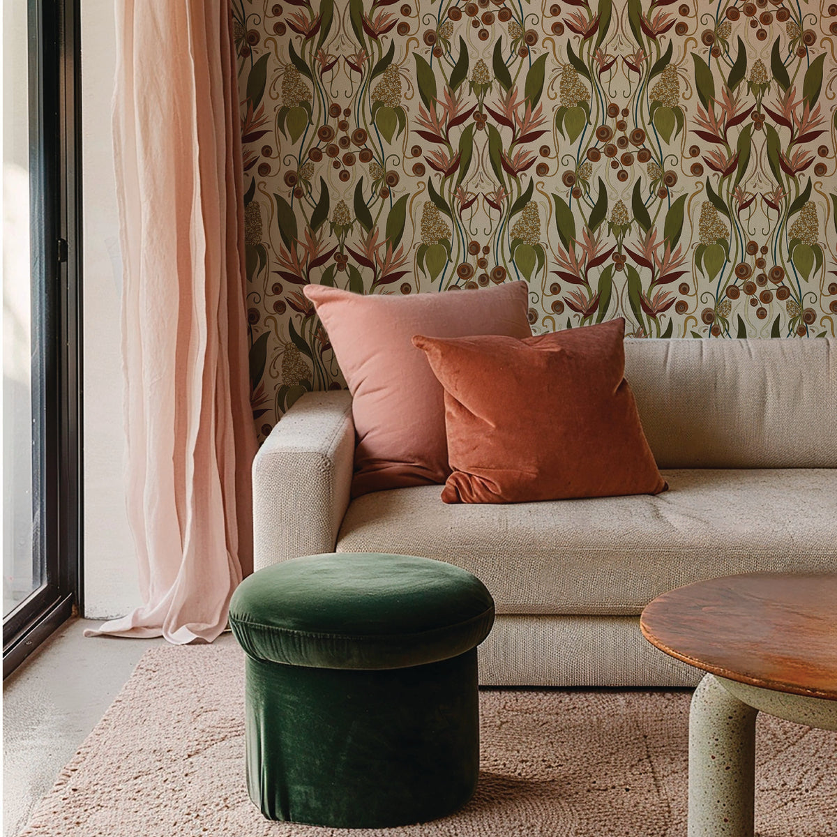 Image of Ruth's Garden in Velvet Magnolia Wallpaper